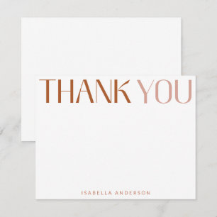 Cartão De Agradecimento Mínimo Moderno Tipografia Terracotta
