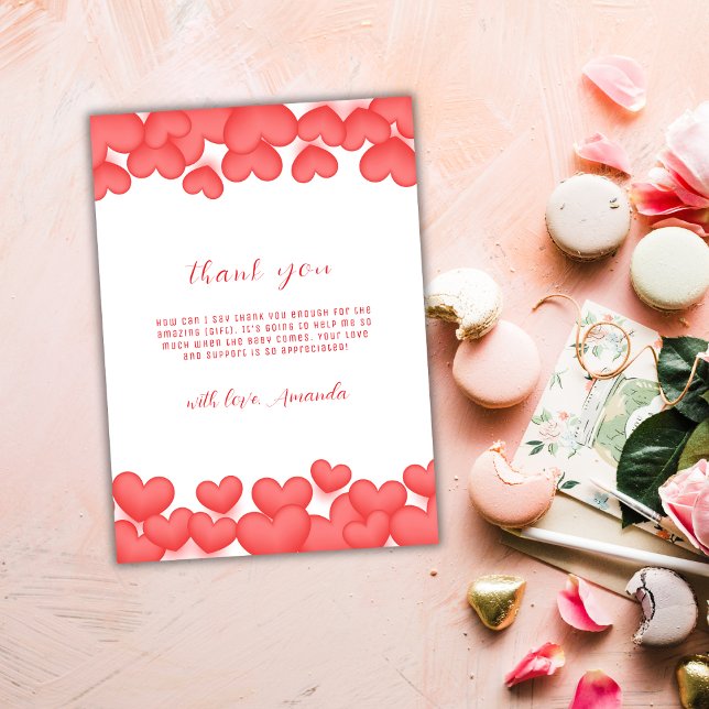 Cartão De Agradecimento Mínimo Simples Um Pequeno Chá de fraldas Suave (Minimal Simple A Little Sweetheart Baby Shower Thank You Card)