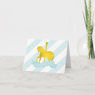 Cartão De Agradecimento Mint Carousel Horse Birthday
