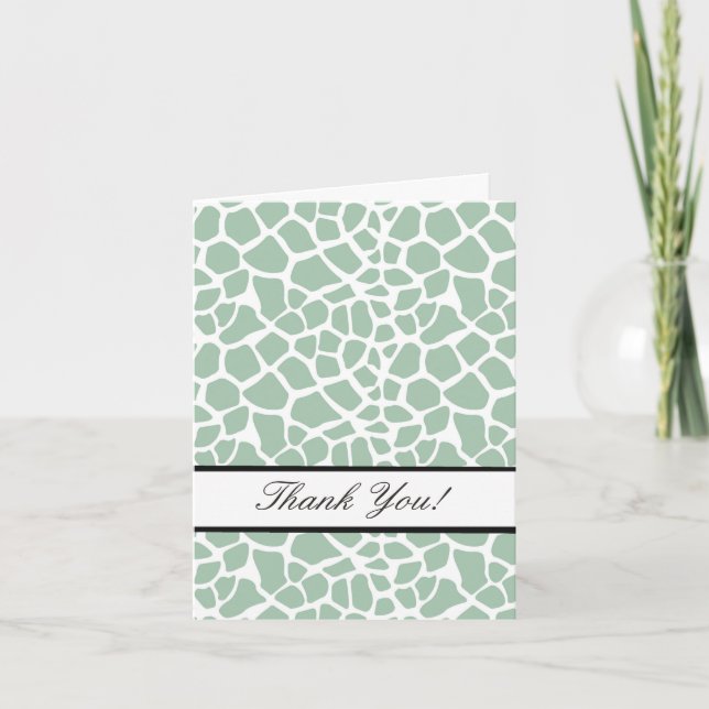 Cartão De Agradecimento Mint Green Giraffe Print Thank You (Frente)