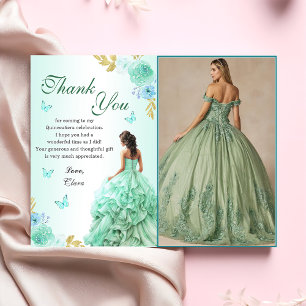 Cartão De Agradecimento Mint Green Princess Dress Quinceañera Birthday