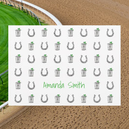Cartão De Agradecimento Mint Julep and Horseshoe Preppy Derby Party