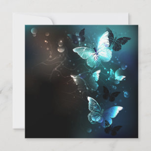 Cartão De Agradecimento Mint Night Butterflies