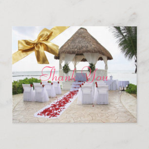 Cartão De Agradecimento Miradouro no obrigado do casamento de praia você
