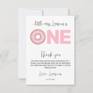 Cartão De Agradecimento Miss Onederful  1º Aniversário 
