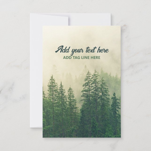 Cartão De Agradecimento Misty Pine Forest Trees - Proteção Personalizada (Frente)