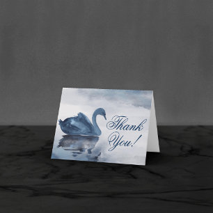 Cartão De Agradecimento Misty Reflections   Dusty Blue Swan Lake Wedding