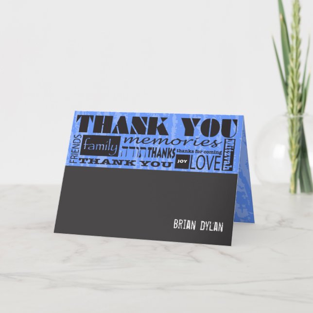 Cartão De Agradecimento MITZVAH WORDS SAYINGS Bar Bat Thank You Card (Frente)