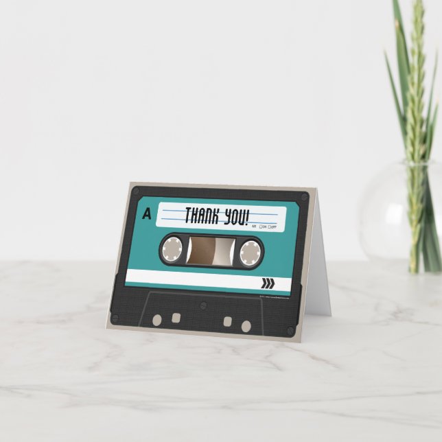Cartão De Agradecimento Mixtape de cassete retrô 80s personalizada (Frente)