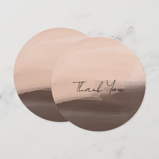 Cartão De Agradecimento Mocha Aquarela Abstrato (Frente/Verso)