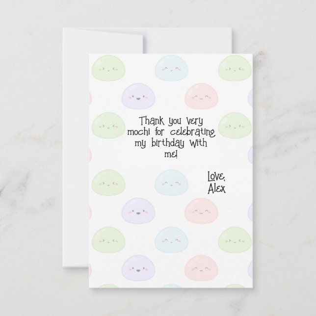 Cartão De Agradecimento Mochi Birthday Thank You Card (Frente)