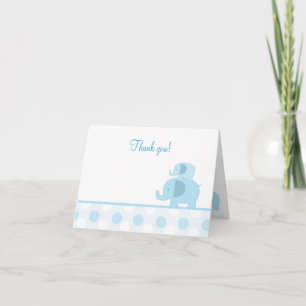 Cartão De Agradecimento Mod Blue Elephants Thank you Card