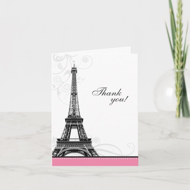 Cartão De Agradecimento Mod Flourish Eiffel Tower Parisian Thank You Cards (Frente)