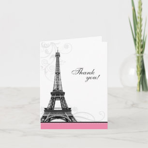 Cartão De Agradecimento Mod Flourish Eiffel Tower Parisian Thank You Cards