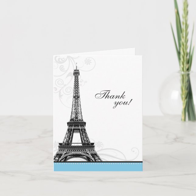 Cartão De Agradecimento Mod Flourish Eiffel Tower Parisian Thank You Cards (Frente)