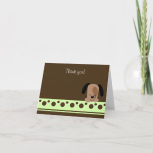 Cartão De Agradecimento Mod Green Puppy Dog Dobrado Obrigado Nota
