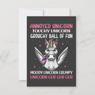 Cartão De Agradecimento Moddy Unicorn Grumpy