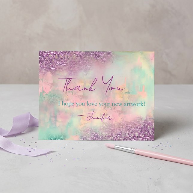 Cartão De Agradecimento Modern Art Abstract Paint Watercolor Artist (#WatercolorDesign
#CreativeBrand
#FeminineBranding
#ArtBusiness
#ArtistPackaging
#SmallBusinessBrand)