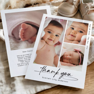 Cartão De Agradecimento Modern Baby Obrigado Simples 3 Fotografias Collage