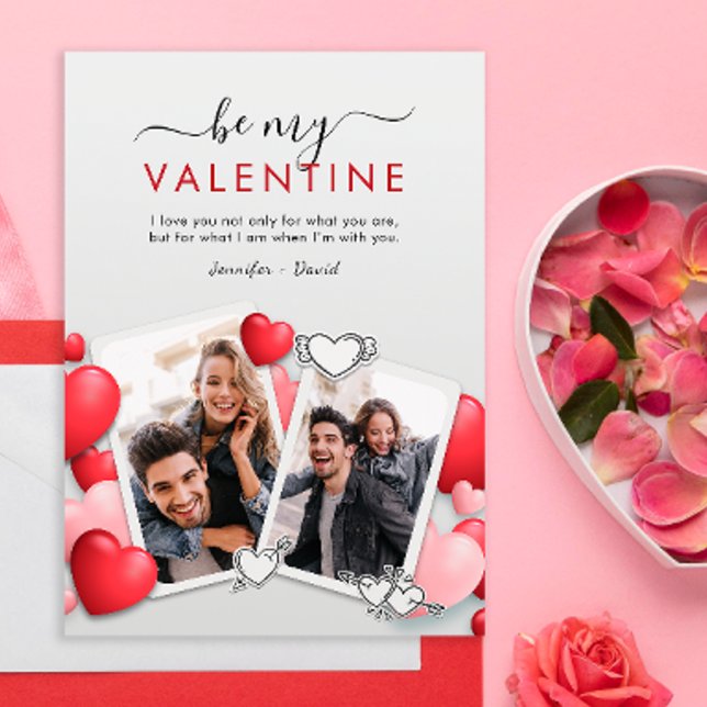 Cartão De Agradecimento Modern Be my Namorados Photo Holiday Card (Modern  (Criador carregado)