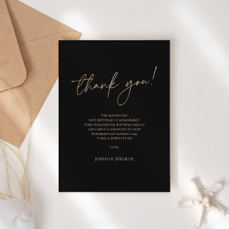 Cartão De Agradecimento Modern Black Gold 16th Birthday Thank You Card 