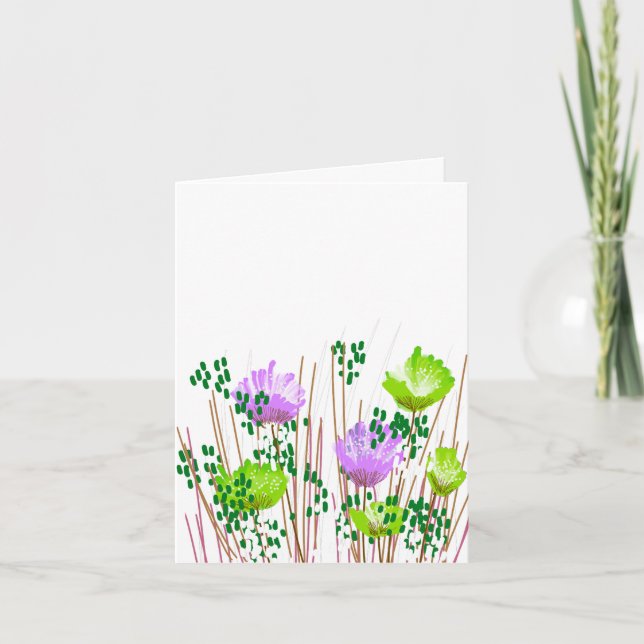 Cartão De Agradecimento Modern Blank Botanical Note Card Stationery (Frente)