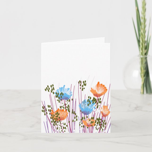 Cartão De Agradecimento Modern Blank Botanical Note Card Stationery (Frente)