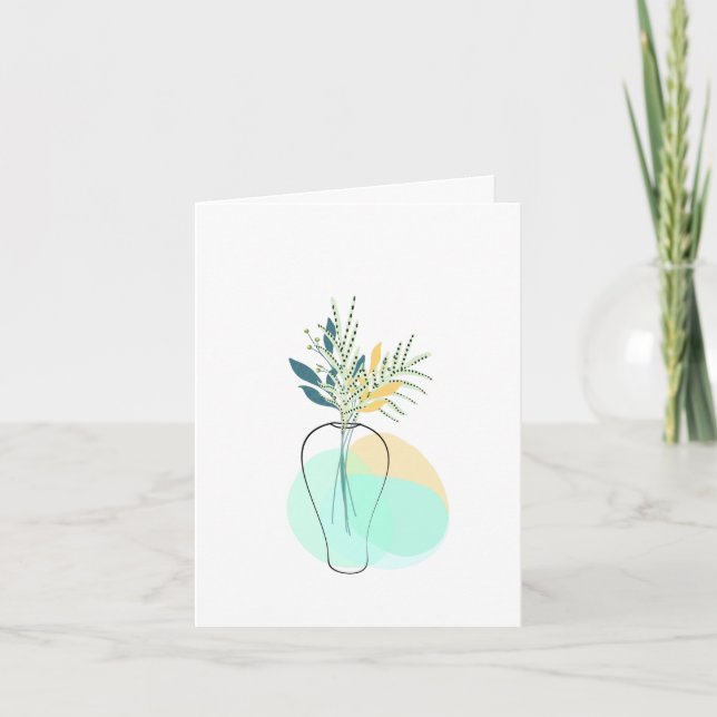 Cartão De Agradecimento Modern Blank Botanical Note Card Stationery (Frente)