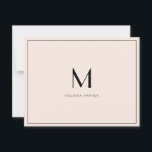 Cartão De Agradecimento Modern Blush Minimalist monogram flat<br><div class="desc">Simple and Modern very pale blush and black monogrammed thank you card.</div>