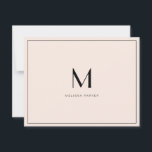 Cartão De Agradecimento Modern Blush Minimalist monogram flat<br><div class="desc">Simple and Modern very pale blush and black monogrammed thank you card.</div>