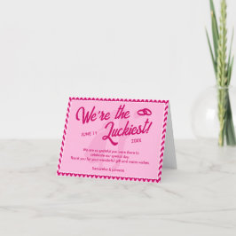 Cartão De Agradecimento Modern Blush Pink Chevron Stripe Wedding