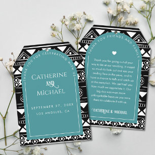 Cartão De Agradecimento Modern Boho Pattern Wedch Green