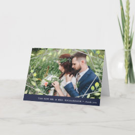 Cartão De Agradecimento Modern Botanical | Silver Geo with Photo Thank You