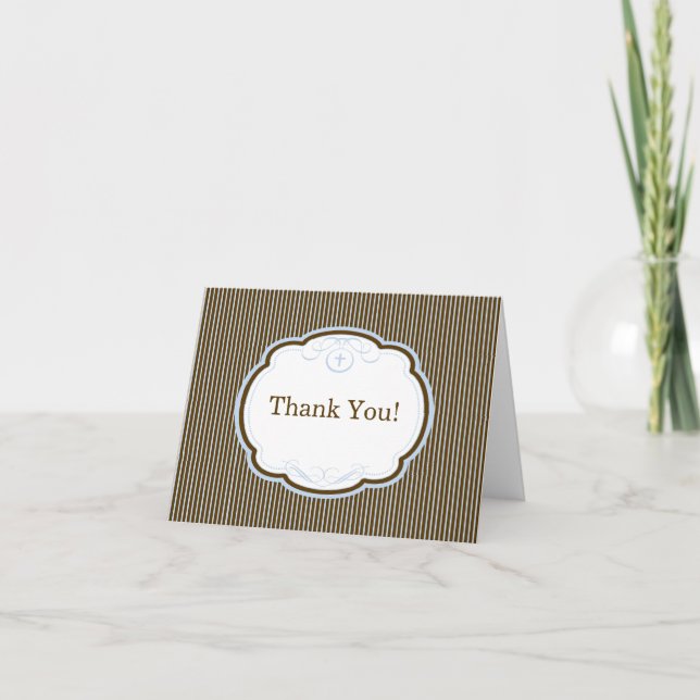 Cartão De Agradecimento Modern Brown Blue Cross Religious Thank You Note (Frente)