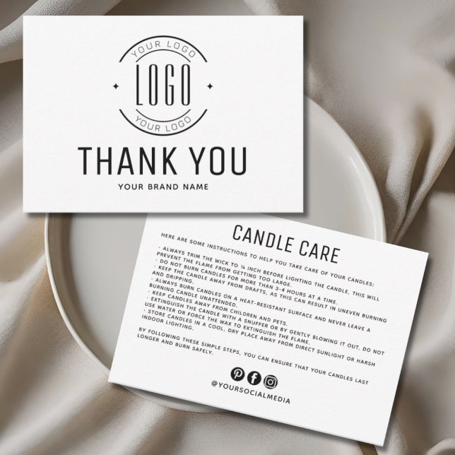 Cartão De Agradecimento Modern candle care business logo thank you card (Criador carregado)
