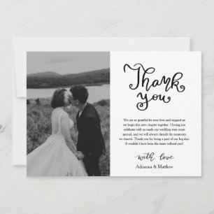 Cartão De Agradecimento Modern Casual Obrigado Escrevendo Foto De Casament