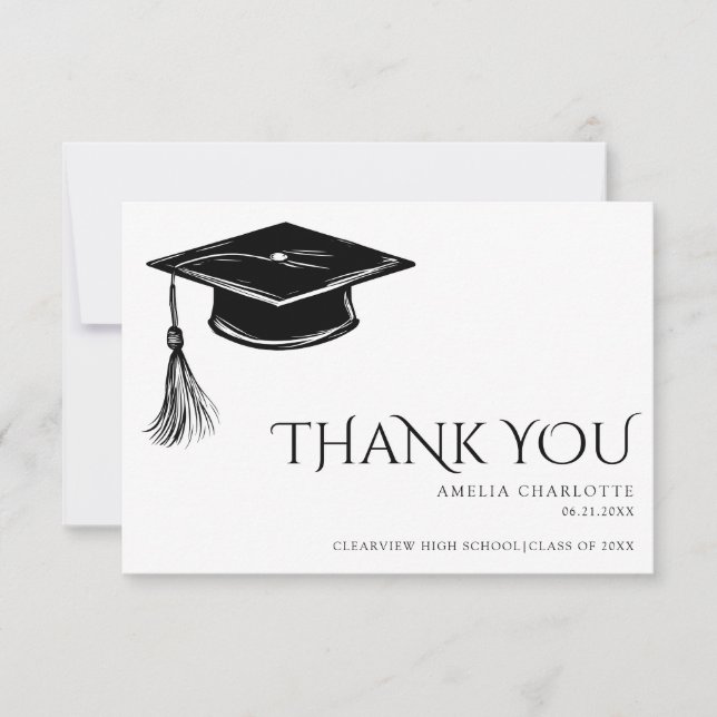 Cartão De Agradecimento Modern chic Graduate Tassel Graduation (Frente)