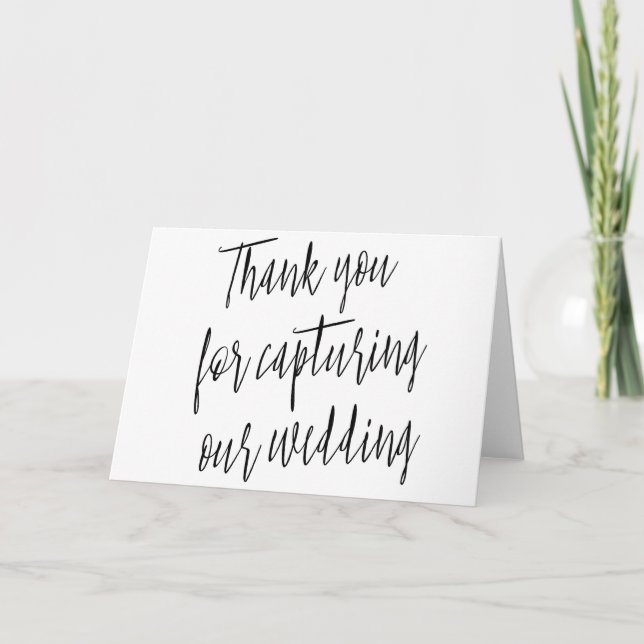 Cartão De Agradecimento Modern Chic "Obrigado por capturar nosso casamento (Frente)