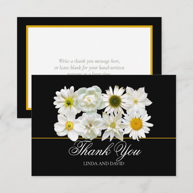 Cartão De Agradecimento Modern Chic White Flower Bridal Shower Thank You (Frente/Verso)