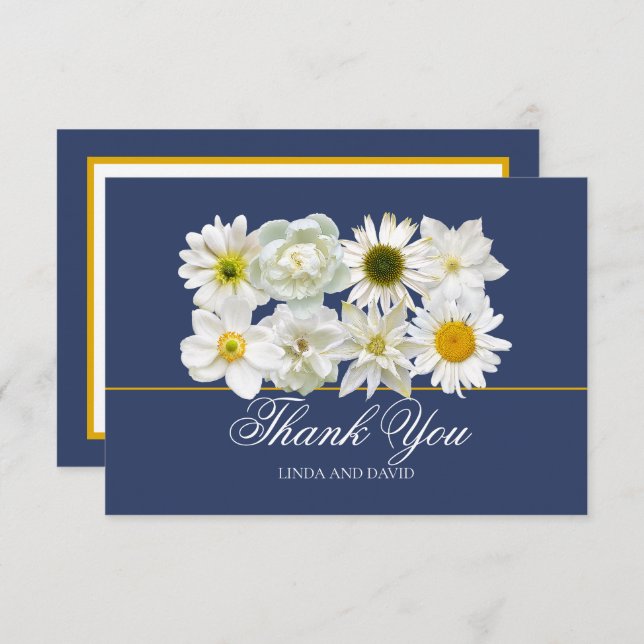 Cartão De Agradecimento Modern Chic White Flower Bridal Shower Thank You (Frente/Verso)