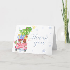 Cartão De Agradecimento Modern Cold Outside Reindeer Bear Baby Shower 