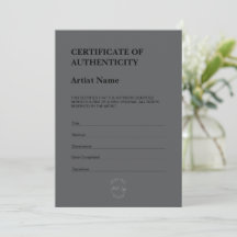Modern Dark Theme Certificate of Authenticity