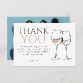 Cartão De Agradecimento Modern Doodle Wine Photo Thank You Bridal Shower