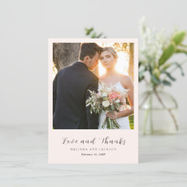 Cartão De Agradecimento Modern Earthy Neutral Photo Wedding