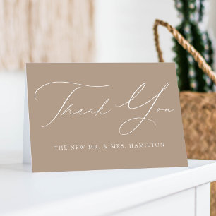 Cartão De Agradecimento Modern Elegance Taupe Wedding
