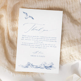 Cartão De Agradecimento Modern Elegant Coastal Chic Blue Wedding