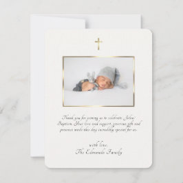 Cartão De Agradecimento Modern Elegant Gold & Black Calligraphy Baptism 