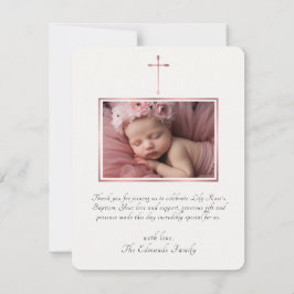 Cartão De Agradecimento Modern Elegant Rose Gold Baptism 