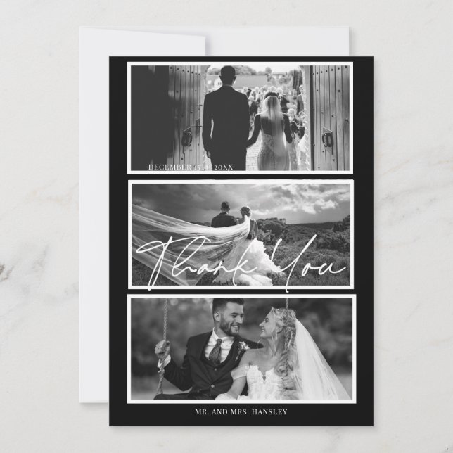 Cartão De Agradecimento Modern Elegant Wedding Thank You Card (Frente)