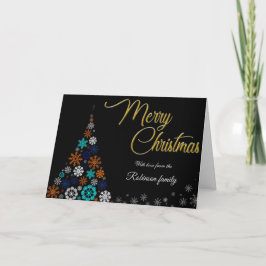 Cartão De Agradecimento Modern, Floral and Bold Christmas Card